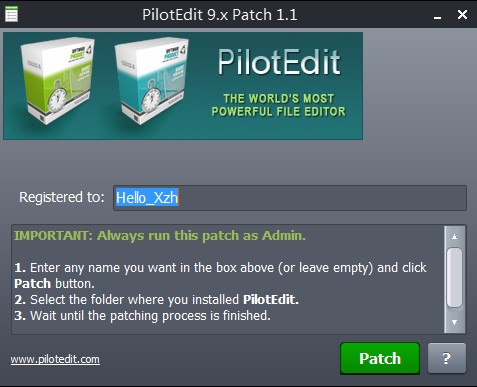 PilotEdit(文本編輯器)注冊機(jī)